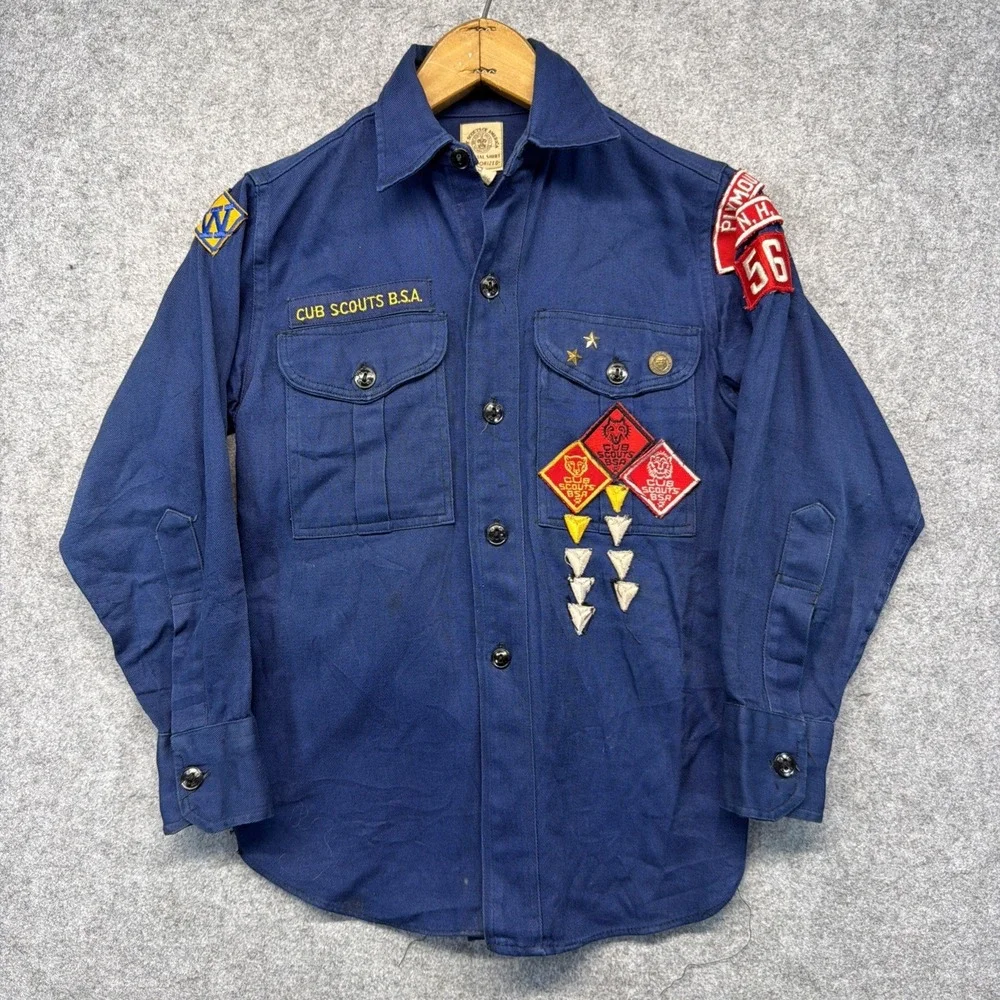 Vintage 50s 60s BSA Cub Scout Blue Twill Sanforized Shirt Youth